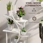 Outsunny Plant Stand Indoor, 8 Tier 62 Inch S-Shaped Plant Shelf, Corner Plant Rack for Multiple Plants, White - Image 5
