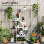 Outsunny Plant Stand Indoor, 8 Tier 62 Inch S-Shaped Plant Shelf, Corner Plant Rack for Multiple Plants, White - Image 6