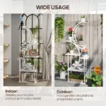 Outsunny Plant Stand Indoor, 8 Tier 62 Inch S-Shaped Plant Shelf, Corner Plant Rack for Multiple Plants, White - Image 7