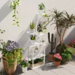 Outsunny Plant Stand Indoor, 8 Tier 62 Inch S-Shaped Plant Shelf, Corner Plant Rack for Multiple Plants, White - Image 8