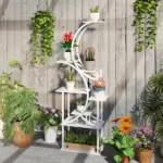 Outsunny Plant Stand Indoor, 8 Tier 62 Inch S-Shaped Plant Shelf, Corner Plant Rack for Multiple Plants, White - Image 10