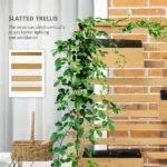 Outsunny Plant Stand Outdoor with 5 Hanging Flower Boxes Wooden Lattice for Patio Porch Climbing Plants - Image 5