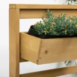 Outsunny Plant Stand Outdoor with 5 Hanging Flower Boxes Wooden Lattice for Patio Porch Climbing Plants - Image 9