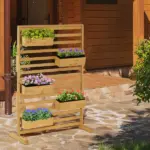 Outsunny Plant Stand Outdoor with 5 Hanging Flower Boxes Wooden Lattice for Patio Porch Climbing Plants - Image 10