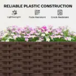Outsunny Planter Box with Trellis, Self Watering Raised Garden Bed with Lockable Wheels and Drainage Holes, Brown - Image 7