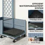 Outsunny Planter Box with Trellis, Self Watering Raised Garden Bed with Lockable Wheels and Drainage Holes, Gray - Image 5