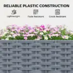 Outsunny Planter Box with Trellis, Self Watering Raised Garden Bed with Lockable Wheels and Drainage Holes, Gray - Image 7