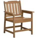 Plastic Patio Chairs, Outdoor Dining Chair with Armrests and Slatted Back, Outdoor Armchair for Lawn, Garden, Poolside, Backyard, Brown - Image 11