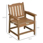 Plastic Patio Chairs, Outdoor Dining Chair with Armrests and Slatted Back, Outdoor Armchair for Lawn, Garden, Poolside, Backyard, Brown - Image 3