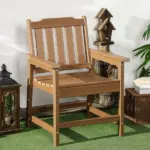 Plastic Patio Chairs, Outdoor Dining Chair with Armrests and Slatted Back, Outdoor Armchair for Lawn, Garden, Poolside, Backyard, Brown - Image 10