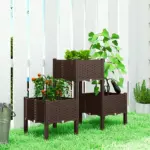 Plastic Raised Garden Bed with Legs, Self Watering Elevated Planter Boxes with Drainage Holes and Plugs, Easy Assembly - Image 2