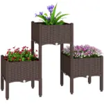 Plastic Raised Garden Bed with Legs, Self Watering Elevated Planter Boxes with Drainage Holes and Plugs, Easy Assembly - Image 11
