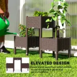 Plastic Raised Garden Bed with Legs, Self Watering Elevated Planter Boxes with Drainage Holes and Plugs, Easy Assembly - Image 6