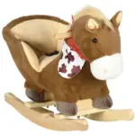 Plush Animal Rocking Horse with Sound and Pedals, Interactive Ride-on Toys for Toddlers 18-36 Months, Brown - Image 11