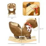 Plush Animal Rocking Horse with Sound and Pedals, Interactive Ride-on Toys for Toddlers 18-36 Months, Brown - Image 3