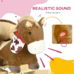 Plush Animal Rocking Horse with Sound and Pedals, Interactive Ride-on Toys for Toddlers 18-36 Months, Brown - Image 4