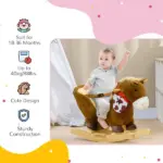 Plush Animal Rocking Horse with Sound and Pedals, Interactive Ride-on Toys for Toddlers 18-36 Months, Brown - Image 5