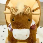 Plush Animal Rocking Horse with Sound and Pedals, Interactive Ride-on Toys for Toddlers 18-36 Months, Brown - Image 9