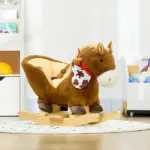 Plush Animal Rocking Horse with Sound and Pedals, Interactive Ride-on Toys for Toddlers 18-36 Months, Brown - Image 10