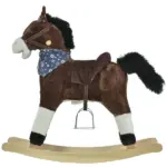 Plush Cowboy Rocking Horse, Wooden Ride-On with Realistic Sounds, Wild West Fun, Brown, for 3-6 Years - Image 11