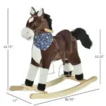 Plush Cowboy Rocking Horse, Wooden Ride-On with Realistic Sounds, Wild West Fun, Brown, for 3-6 Years - Image 3