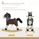 Plush Cowboy Rocking Horse, Wooden Ride-On with Realistic Sounds, Wild West Fun, Brown, for 3-6 Years - Image 5