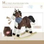 Plush Cowboy Rocking Horse, Wooden Ride-On with Realistic Sounds, Wild West Fun, Brown, for 3-6 Years - Image 7