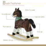 Plush Cowboy Rocking Horse, Wooden Ride-On with Realistic Sounds, Wild West Fun, Brown, for 3-6 Years - Image 8
