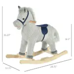 Plush Kids Rocking Horse with Sound for Ages 36 to 72 Months, Gray and White - Image 3