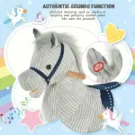 Plush Kids Rocking Horse with Sound for Ages 36 to 72 Months, Gray and White - Image 7