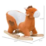 Plush Rocking Horse with Music for Ages 1 to 3 Years, Brown and White - Image 3