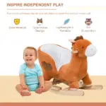 Plush Rocking Horse with Music for Ages 1 to 3 Years, Brown and White - Image 4