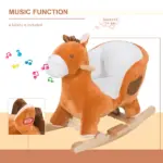 Plush Rocking Horse with Music for Ages 1 to 3 Years, Brown and White - Image 6