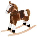 Plush Rocking Horse for Kids, Brown, Realistic Sounds, Ride-On Toy for Children 3+