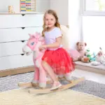Plush Rocking Horse, Realistic Sounds, Swinging Tail, Pink - Image 2