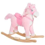 Plush Rocking Horse, Realistic Sounds, Swinging Tail, Pink