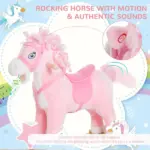 Plush Rocking Horse, Realistic Sounds, Swinging Tail, Pink - Image 5