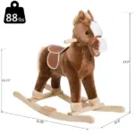 Plush Rocking Horse with Realistic Sounds for Kids Age 3 Years, Brown - Image 3