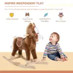 Plush Rocking Horse with Realistic Sounds for Kids Age 3 Years, Brown - Image 4