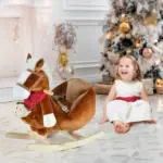 Qaba Plush Rocking Horse Toy, Kids Ride On Horse Toy with Fun Song Music, Rocking Pony Toy for Children 18-36 Months, Boys Girls Gift, Brown - Image 2