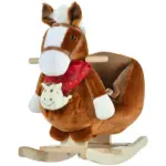 Qaba Plush Rocking Horse Toy, Kids Ride On Horse Toy with Fun Song Music, Rocking Pony Toy for Children 18-36 Months, Boys Girls Gift, Brown - Image 11