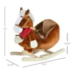 Qaba Plush Rocking Horse Toy, Kids Ride On Horse Toy with Fun Song Music, Rocking Pony Toy for Children 18-36 Months, Boys Girls Gift, Brown - Image 3