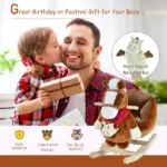 Qaba Plush Rocking Horse Toy, Kids Ride On Horse Toy with Fun Song Music, Rocking Pony Toy for Children 18-36 Months, Boys Girls Gift, Brown - Image 4
