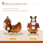 Qaba Plush Rocking Horse Toy, Kids Ride On Horse Toy with Fun Song Music, Rocking Pony Toy for Children 18-36 Months, Boys Girls Gift, Brown - Image 5