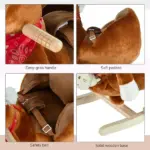 Qaba Plush Rocking Horse Toy, Kids Ride On Horse Toy with Fun Song Music, Rocking Pony Toy for Children 18-36 Months, Boys Girls Gift, Brown - Image 6