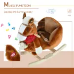Qaba Plush Rocking Horse Toy, Kids Ride On Horse Toy with Fun Song Music, Rocking Pony Toy for Children 18-36 Months, Boys Girls Gift, Brown - Image 7