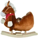 Qaba Plush Rocking Horse Toy, Kids Ride On Horse Toy with Fun Song Music, Rocking Pony Toy for Children 18-36 Months, Boys Girls Gift, Brown - Image 8