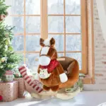 Qaba Plush Rocking Horse Toy, Kids Ride On Horse Toy with Fun Song Music, Rocking Pony Toy for Children 18-36 Months, Boys Girls Gift, Brown - Image 10