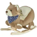 Qaba Plush Rocking Horse with Music, Kids Ride-On Rocker Toy, Soft and Fun Rocking Animal, 18-36 Months, Brown Bear