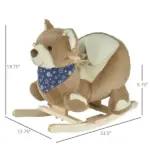 Qaba Plush Rocking Horse with Music, Kids Ride-On Rocker Toy, Soft and Fun Rocking Animal, 18-36 Months, Brown Bear - Image 3
